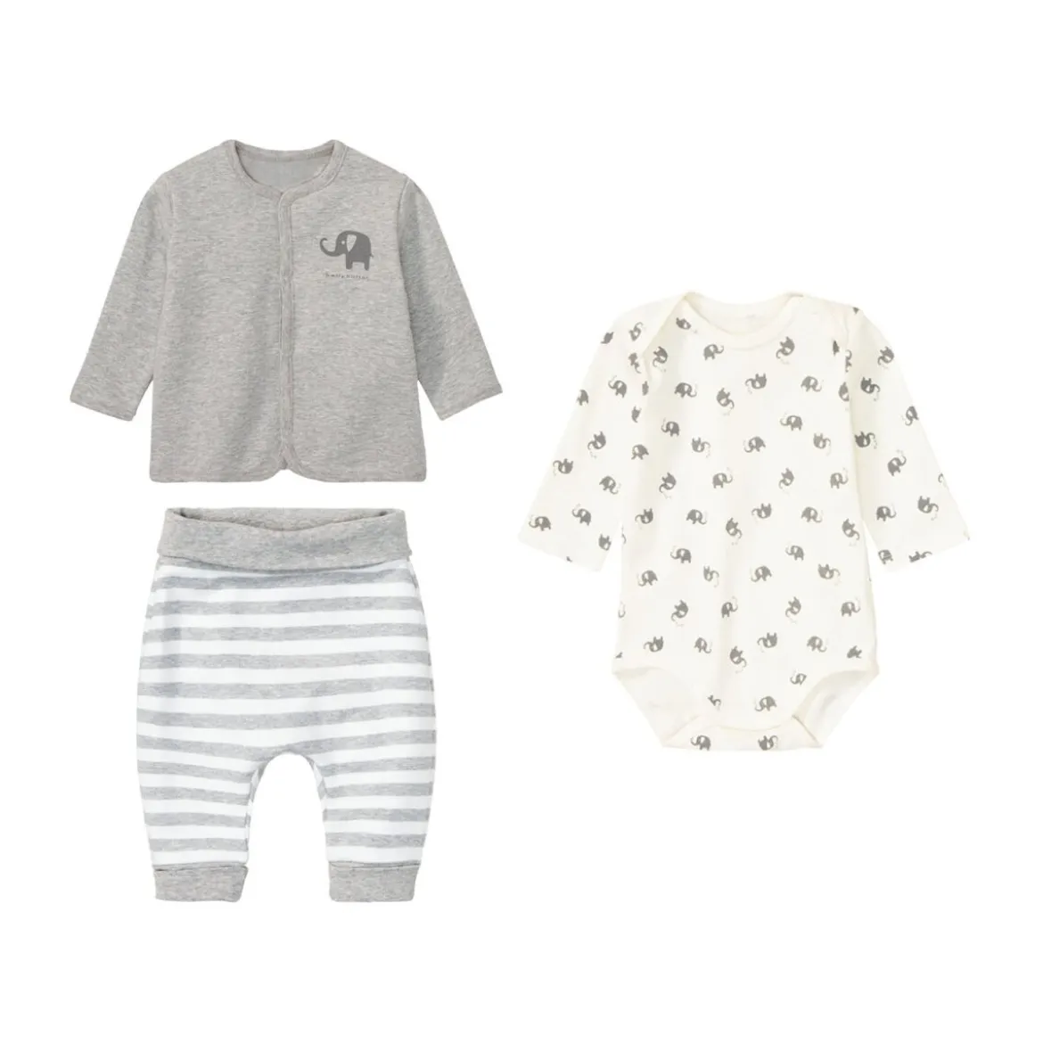 BELLYBUTTON Baby Mädchen / Jungen Geschenkset, mit Bio-Baumwolle (Grau, 56) - B-Ware neuwertig