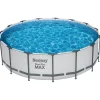 Bestway Frame Pool Steel Pro MAX™, mit Filterpumpe, Ø 457 x 122 cm, rund, hellgrau - B-Ware neuwertig