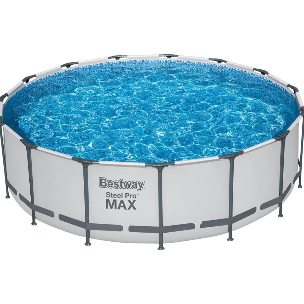 Bestway Frame Pool Steel Pro MAX™, mit Filterpumpe, Ø 457 x 122 cm, rund, hellgrau - B-Ware neuwertig