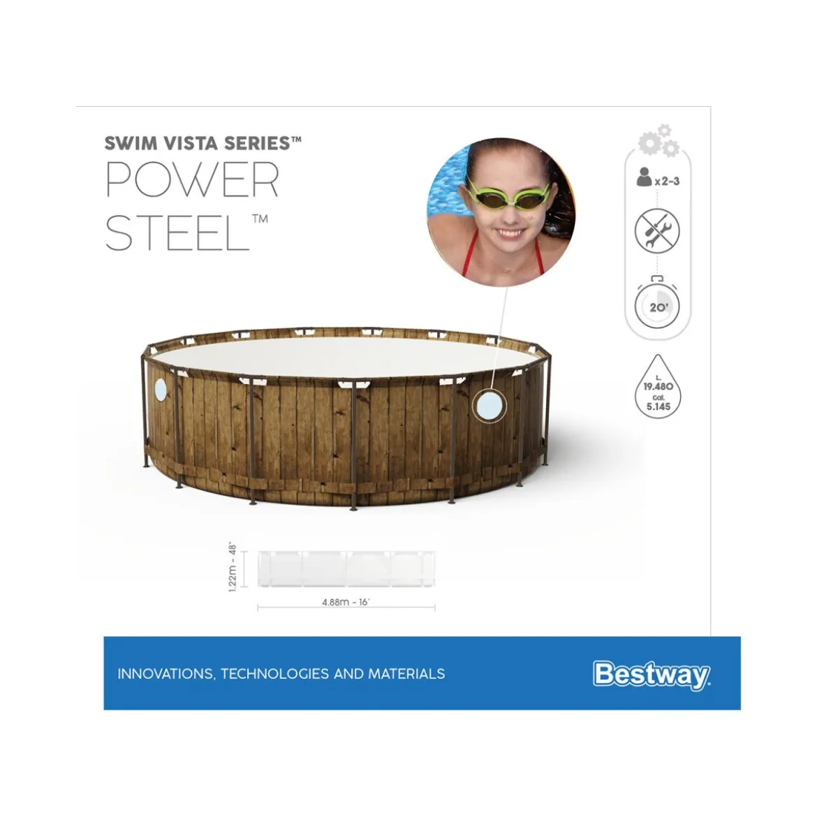 Bestway Power Steel Swim Vista 488x122 - B-Ware neuwertig