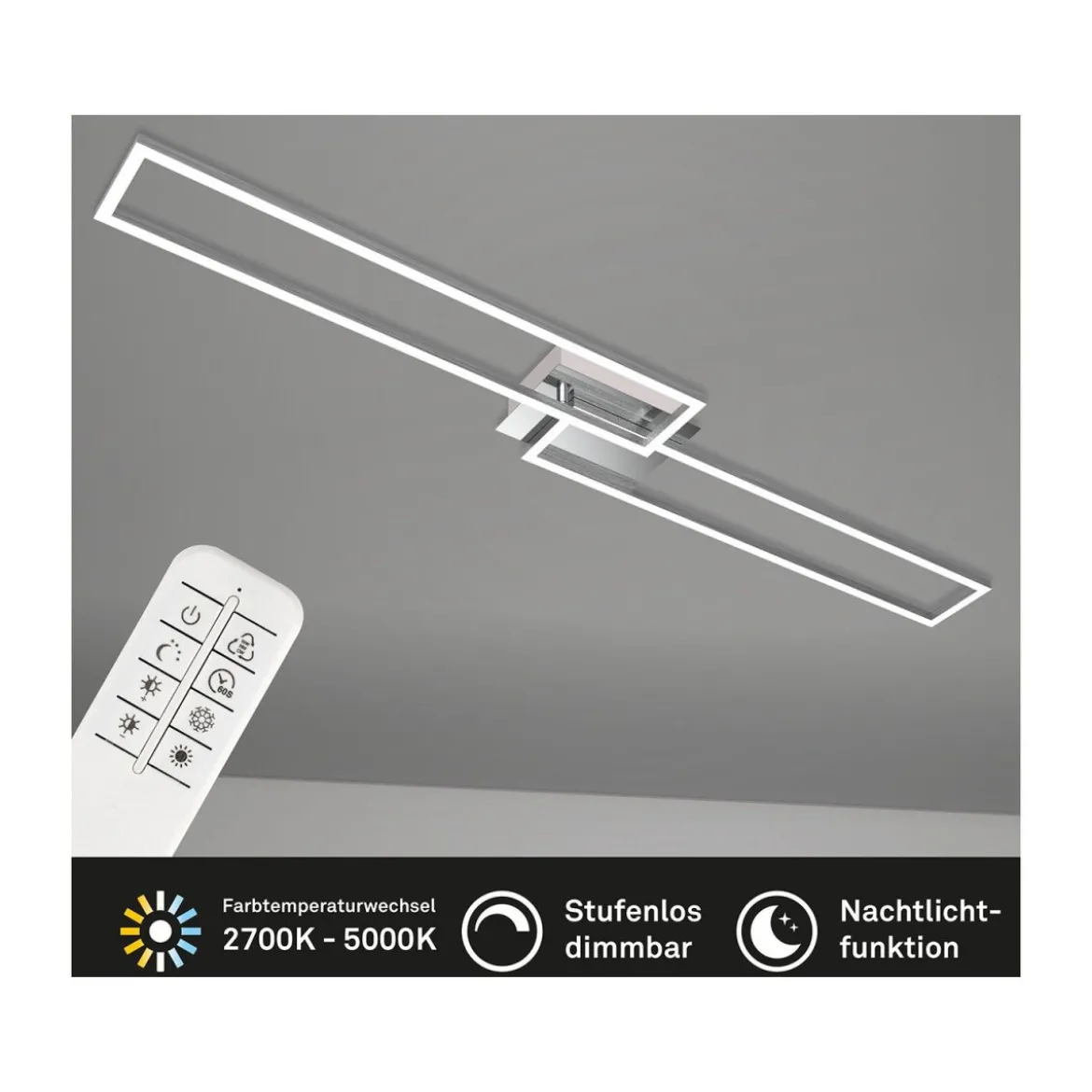 Briloner CCT LED Design Deckenleuchte, Lichttemperatur + Helligkeit regulierbar - B-Ware