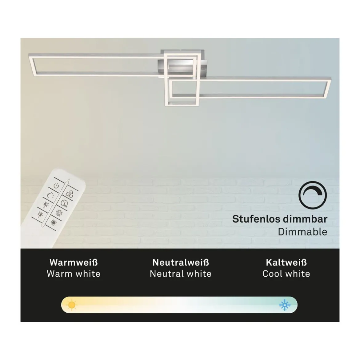 Briloner CCT LED Design Deckenleuchte, Lichttemperatur + Helligkeit regulierbar - B-Ware