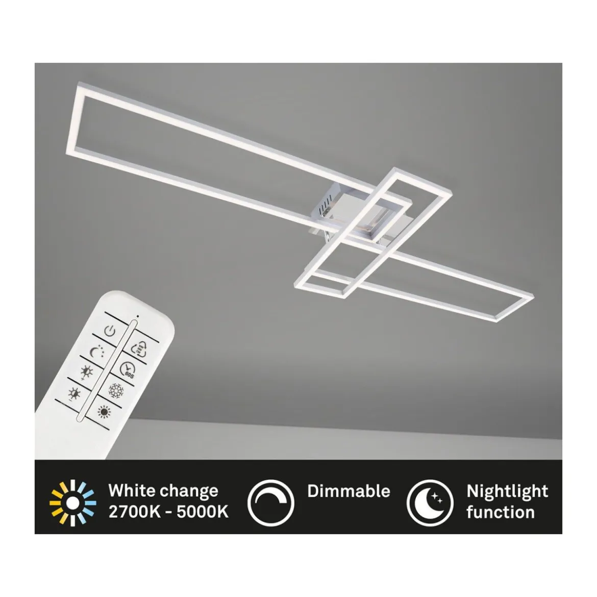 Briloner CCT LED Design Deckenleuchte, Lichttemperatur + Helligkeit regulierbar - B-Ware