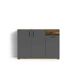 BYLIVING Kommode »Jakob«, auch als Sideboard verwendbar (Anthrazit / Old Wood) - B-Ware neuwertig