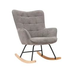 byLIVING Schaukelstuhl Richie, mit Kufen aus Holz (Grau (Cord)) - B-Ware sehr gut