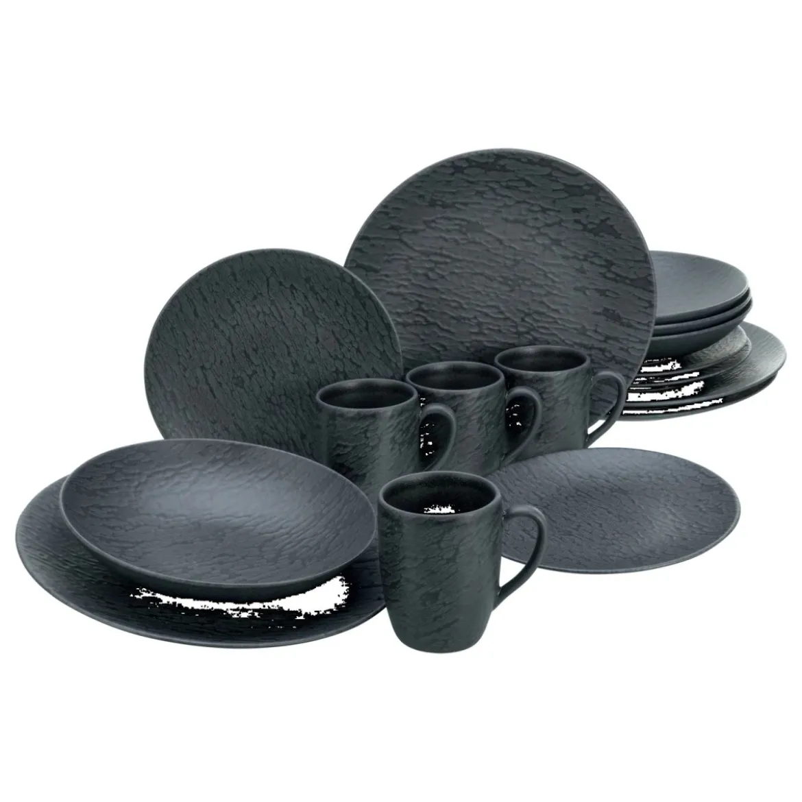 CREATABLE Geschirrset Schiefer Black, 16-teiliges Kombiservice - B-Ware sehr gut