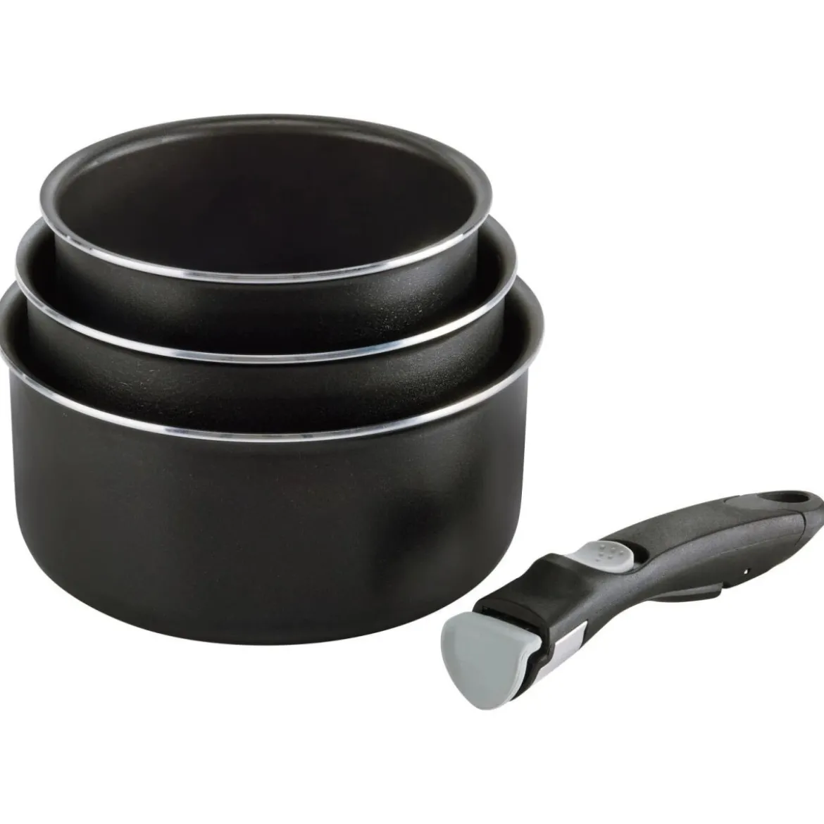 CRIVIT Aluminium-Kochgeschirr-Set 4-teilig, mit abnehmbarem Griff (Topfset) - B-Ware neuwertig