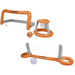 CRIVIT Aufblasbares Pool-Volleyballnetz / Aufblasbares Pool-Tor-und-Korb-Set - B-Ware