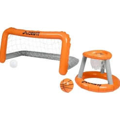 CRIVIT Aufblasbares Pool-Volleyballnetz / Aufblasbares Pool-Tor-und-Korb-Set - B-Ware