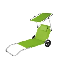 CRIVIT® Strand- und Transportliege, verstellbare Rückenlehne, klappbar, mit Kopfpolster (grün) - B-Ware neuwertig