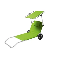 CRIVIT® Strand- und Transportliege, verstellbare Rückenlehne, klappbar, mit Kopfpolster (grün) - B-Ware neuwertig