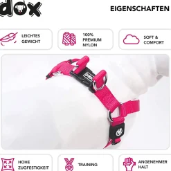 DDOXX Hundegeschirr Nylon, Step-In, Verstellbar, Ausbruchsicher, Pink, XS - B-Ware sehr gut
