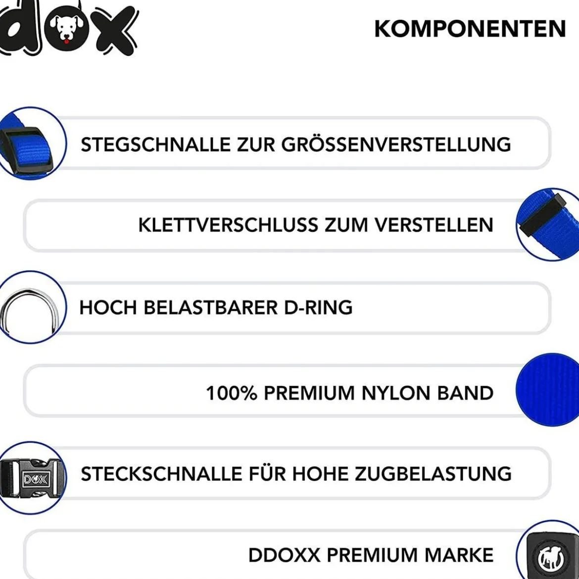 DDOXX Hundegeschirr Nylon, Step-In, Verstellbar, Blau, S - B-Ware sehr gut