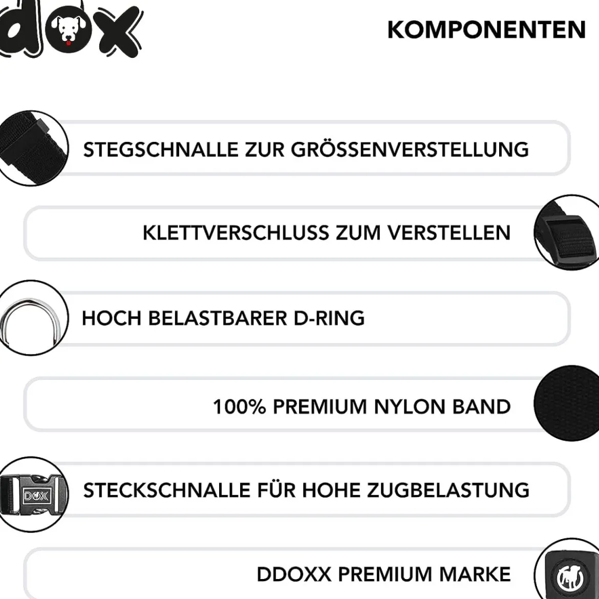 DDOXX Hundegeschirr Nylon, Step-In, Verstellbar, Schwarz, S - B-Ware sehr gut