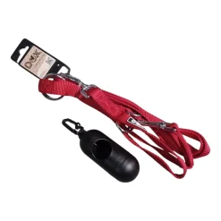 DDOXX Hundeleine Nylon, 3fach verstellbar, 2m Lauf-Leine, M, rot - B-Ware sehr gut
