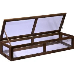 dobar Frühbeet-Aufsatz für Hochbeet, dunkelbraun (117x40x24,5cm) - B-Ware sehr gut