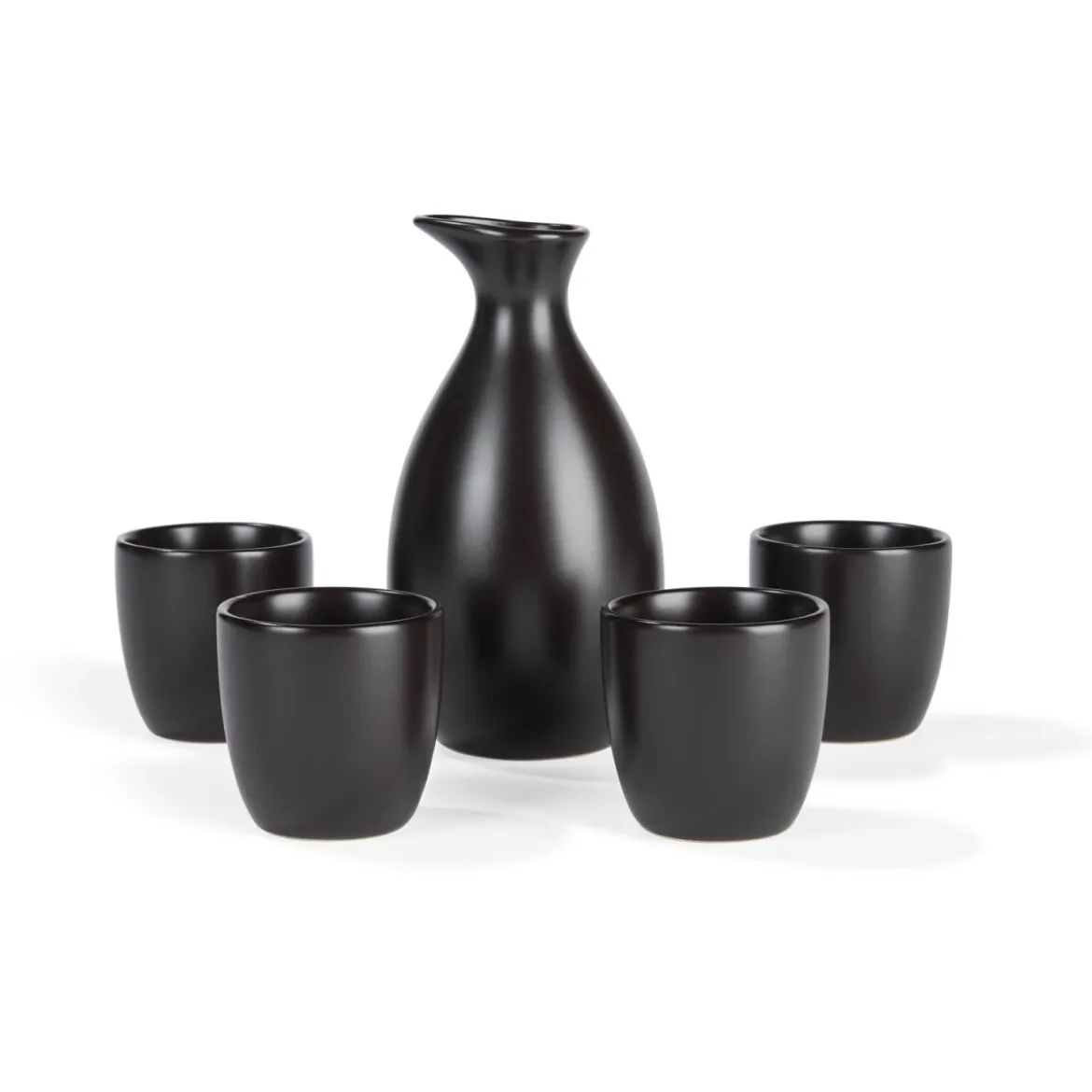 ERNESTO® Sake-Set, 5-teilig, Steingut (Schwarz) - B-Ware sehr gut