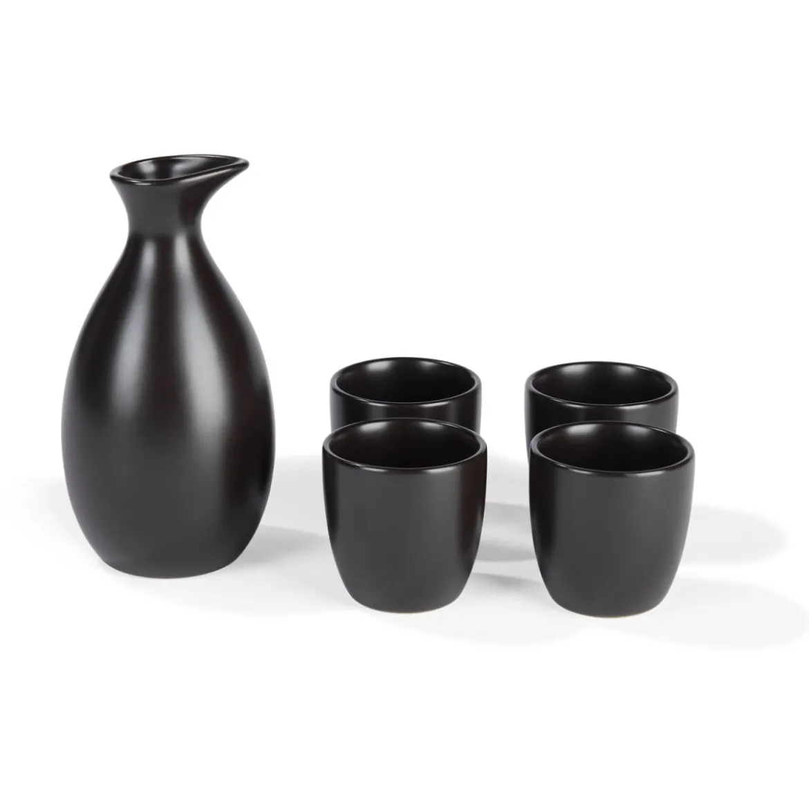 ERNESTO® Sake-Set, 5-teilig, Steingut (Schwarz) - B-Ware sehr gut