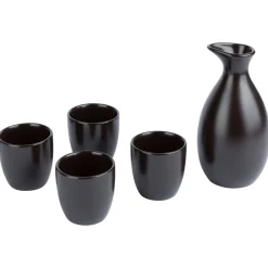 ERNESTO® Sake-Set, 5-teilig, Steingut (Schwarz) - B-Ware sehr gut