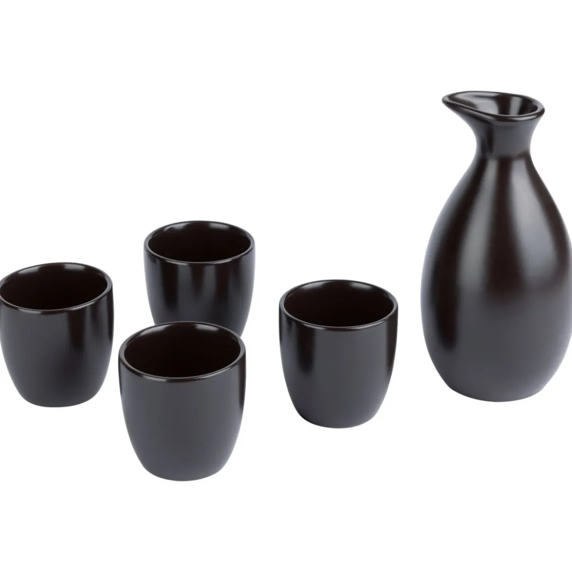 ERNESTO® Sake-Set, 5-teilig, Steingut (Schwarz) - B-Ware sehr gut