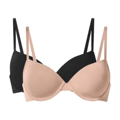 ESMARA® Damen Bügel BH gepaddet, 2 Stück (schwarz/beige, 85C) - B-Ware sehr gut