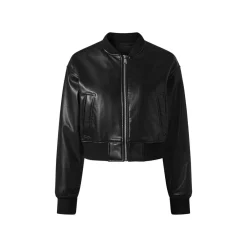 esmara® Damen Bikerjacke, in modischer Lederoptik, 36, schwarz/Struktur - B-Ware neuwertig