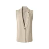 Esmara® Damen Blazer Weste, 44, beige - B-Ware neuwertig