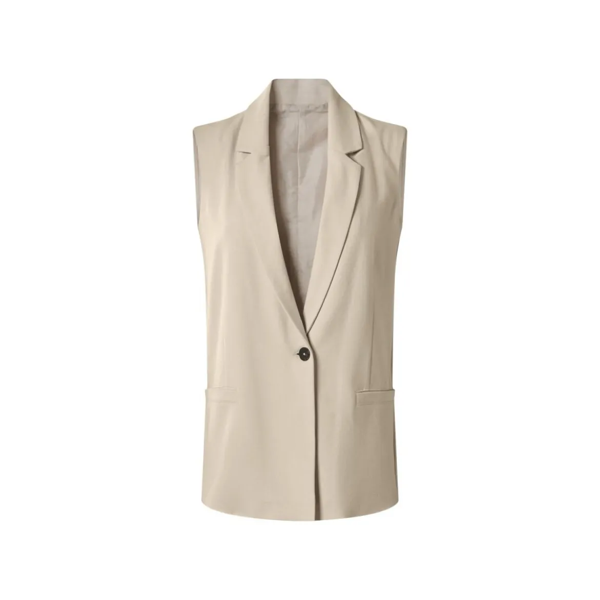 Esmara® Damen Blazer Weste, 44, beige - B-Ware neuwertig