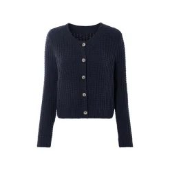 esmara® Damen Cardigan, aus weichem Lochstrick (navy, XS(32/34)) - B-Ware neuwertig