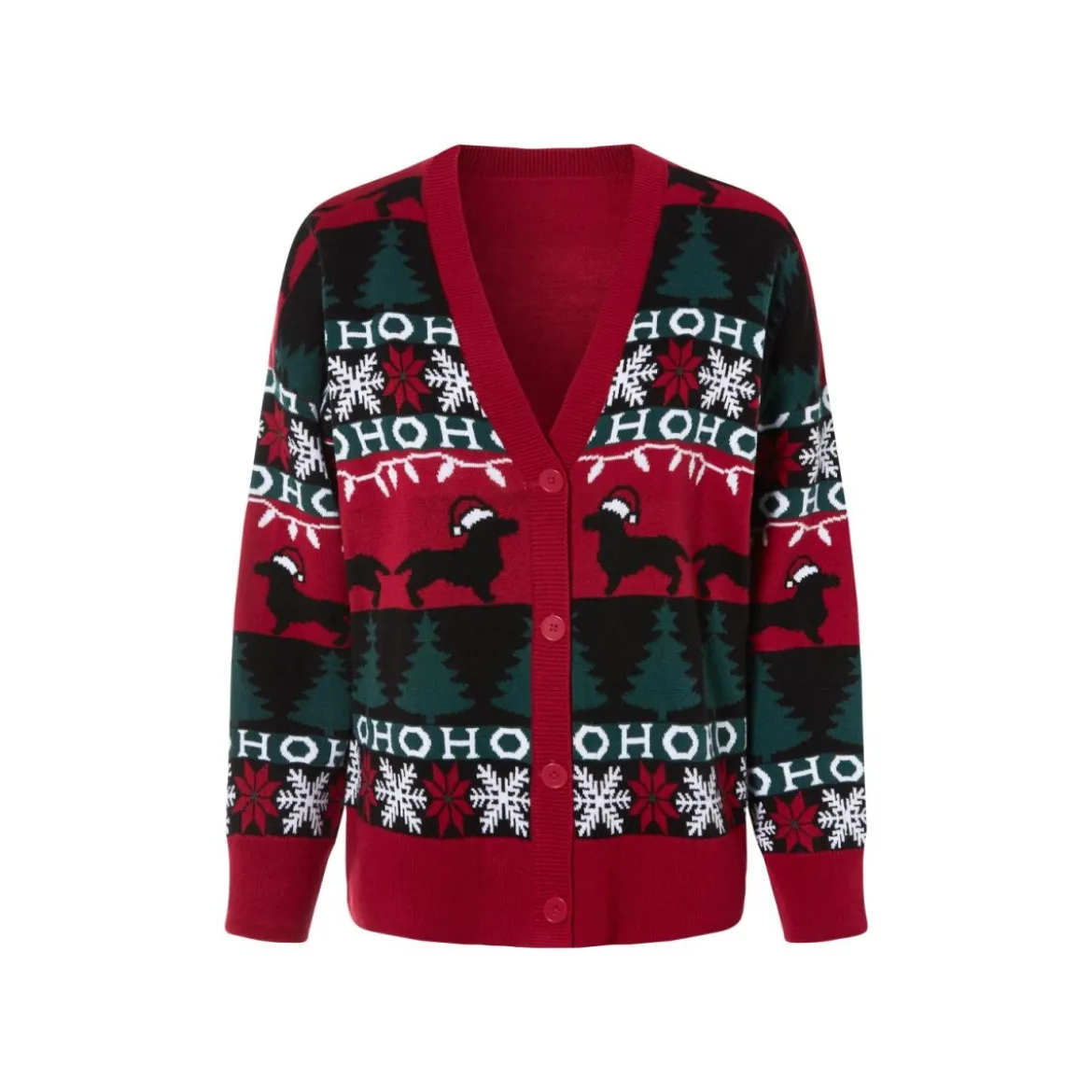 esmara® Damen Cardigan mit weihnachtlichen Motiven (rot, XS(32/34)) - B-Ware neuwertig