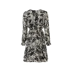 esmara® Damen Chiffon-Kleid mit transparenten Ärmeln (schwarz/weiß, 42) - B-Ware neuwertig