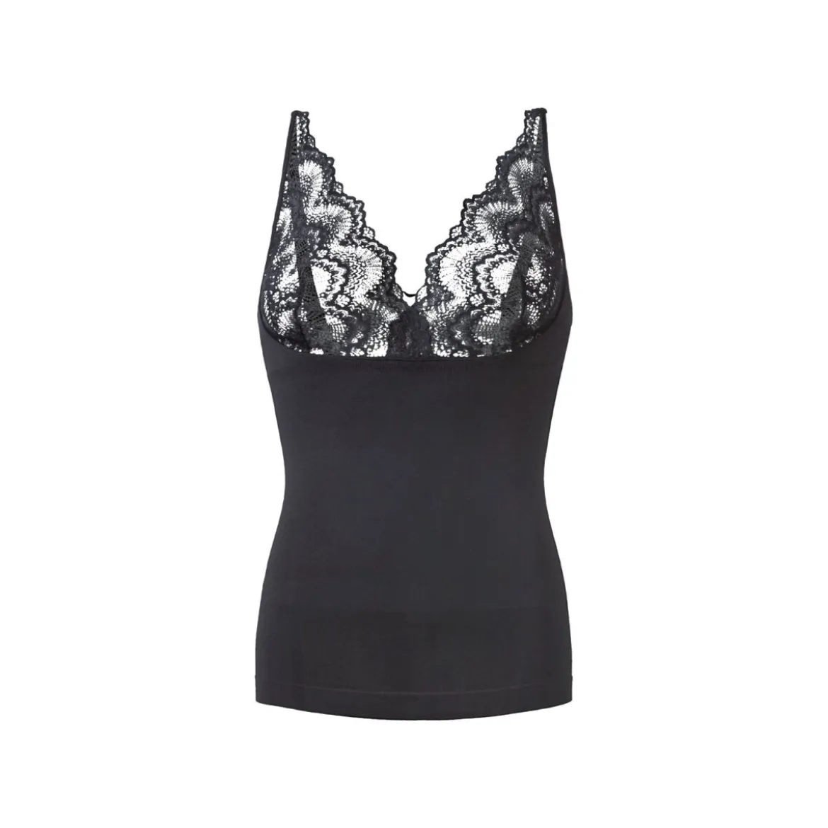 esmara® Damen Formhemd, mit eingestrickten Stützzonen (schmale Träger/schwarz, S(36/38)) - B-Ware neuwertig