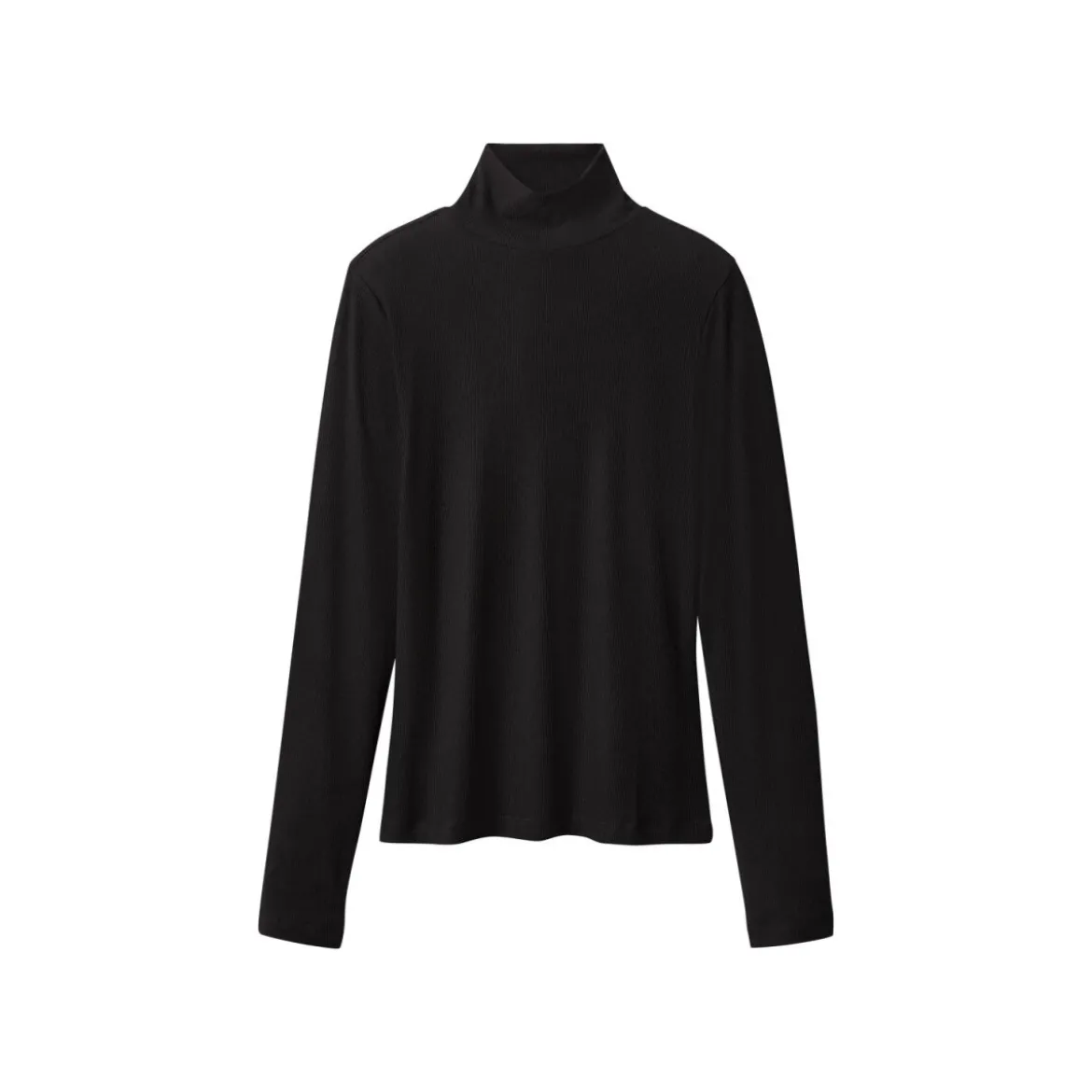 esmara® Damen Gerippte Rollkragenshirts, 2 Stück (schwarz/grau, S(36/38)) - B-Ware neuwertig