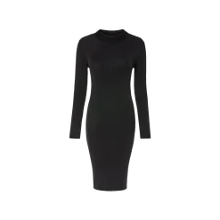 esmara® Damen Geripptes Strickkleid mit edlem Glitzereffekt (schwarz, XS (32/34)) - B-Ware neuwertig