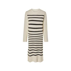 esmara® Damen Geripptes Strickkleid mit Rundhalsausschnitt (Streifen, L (44/46)) - B-Ware neuwertig