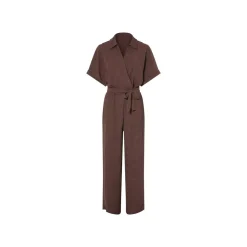 esmara® Damen Jumpsuit, in modischer Crêpe-Struktur (Braun, XS (32/34)) - B-Ware neuwertig
