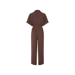 esmara® Damen Jumpsuit, in modischer Crêpe-Struktur (Braun, XS (32/34)) - B-Ware neuwertig