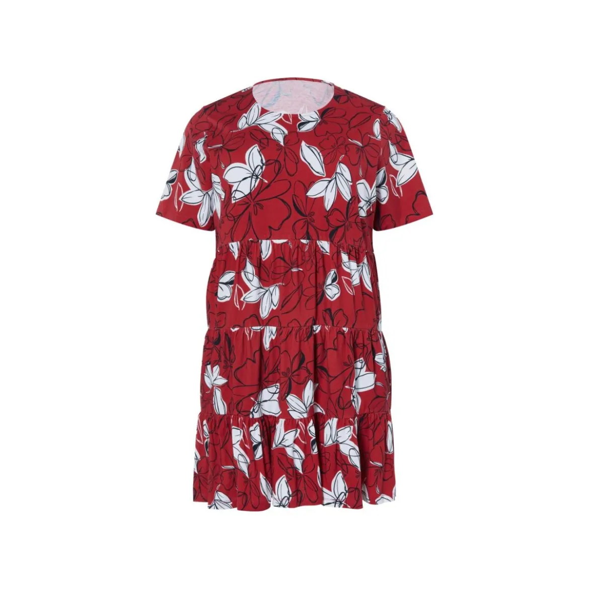 esmara® Damen-Kleid, mit Baumwolle, XXL,gemustert/rot - B-Ware neuwertig