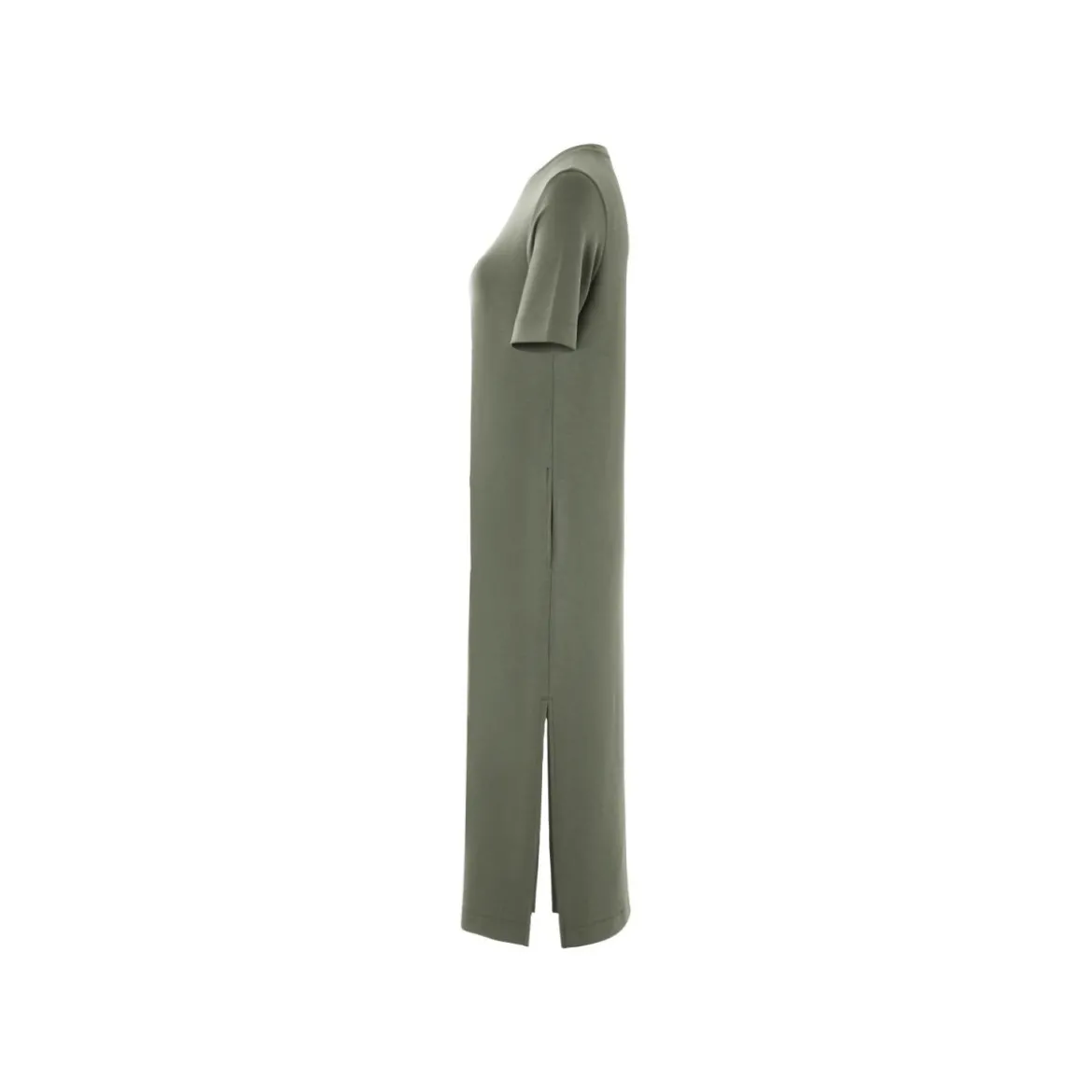 esmara® Damen Kleid, mit Seitenschlitzen (olive, L (44/46)) - B-Ware neuwertig
