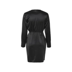 esmara® Damen Kleid, Wickeloptik mit Gummizug (Black, 44) - B-Ware neuwertig