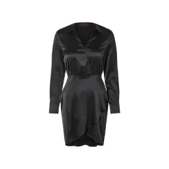 esmara® Damen Kleid, Wickeloptik mit Gummizug (Black, 44) - B-Ware neuwertig