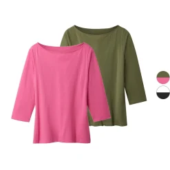 esmara® Damen Langarmshirt 3/4 Arm, 2 Stück - B-Ware