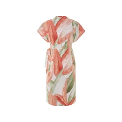 esmara® Damen Leinenkleid / Leinen-Wickelkleid, leger geschnitten (apricot/taupe, 34) - B-Ware neuwertig