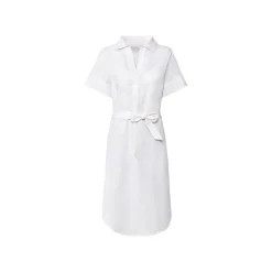 esmara® Damen Leinen-Maxikleid mit Kentkragen und Tunikaausschnitt (weiß, 34) - B-Ware neuwertig