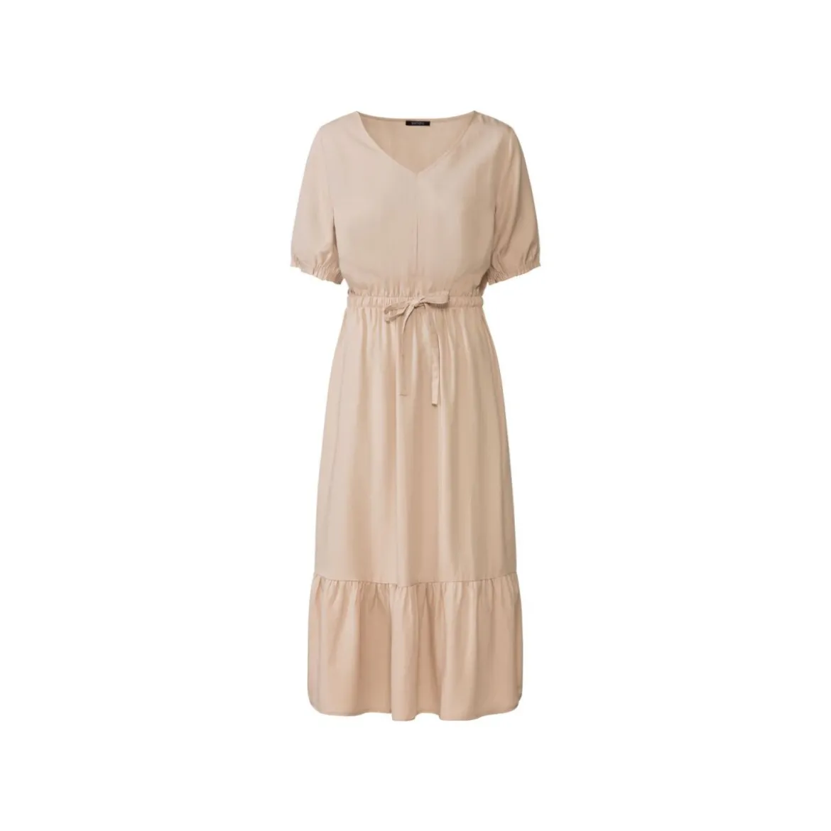 esmara® Damen Midi-Kleid mit Volant (beige, 36) - B-Ware sehr gut