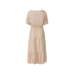 esmara® Damen Midi-Kleid mit Volant (beige, 36) - B-Ware sehr gut