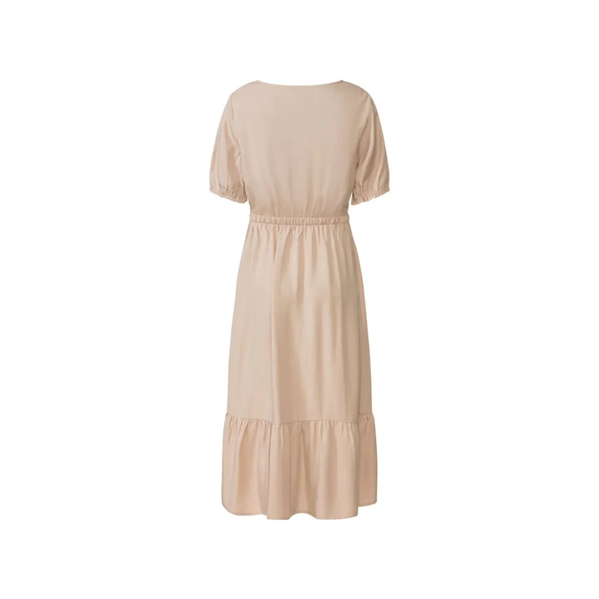 esmara® Damen Midi-Kleid mit Volant (beige, 36) - B-Ware sehr gut