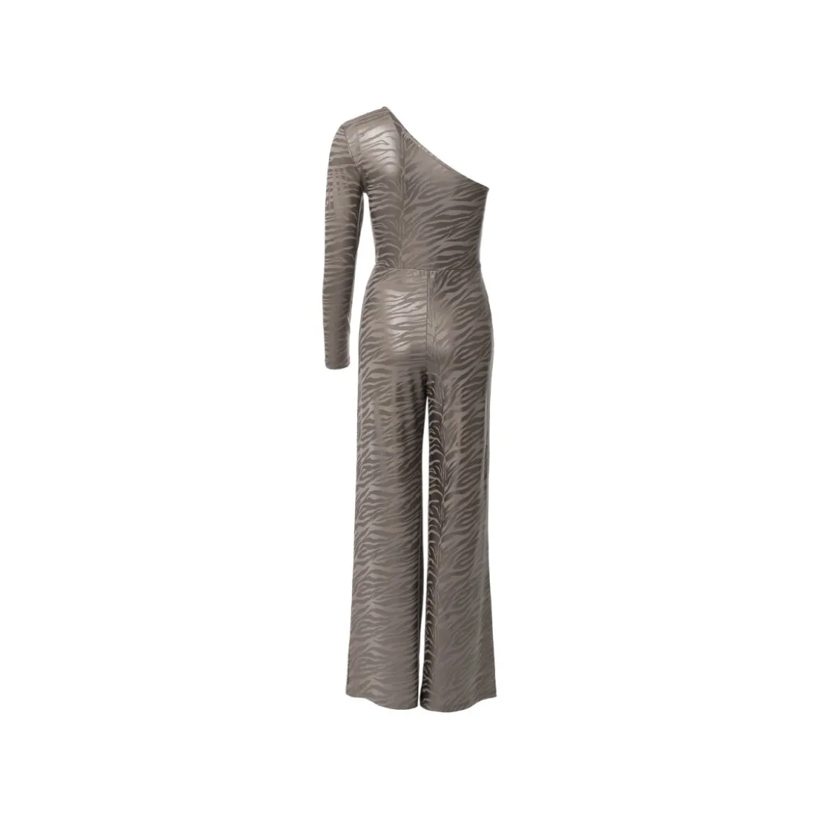 esmara® Damen Oneshoulder-Jumpsuit mit Metallic-Animal-Schimmereffekt (L(44/46)) - B-Ware neuwertig