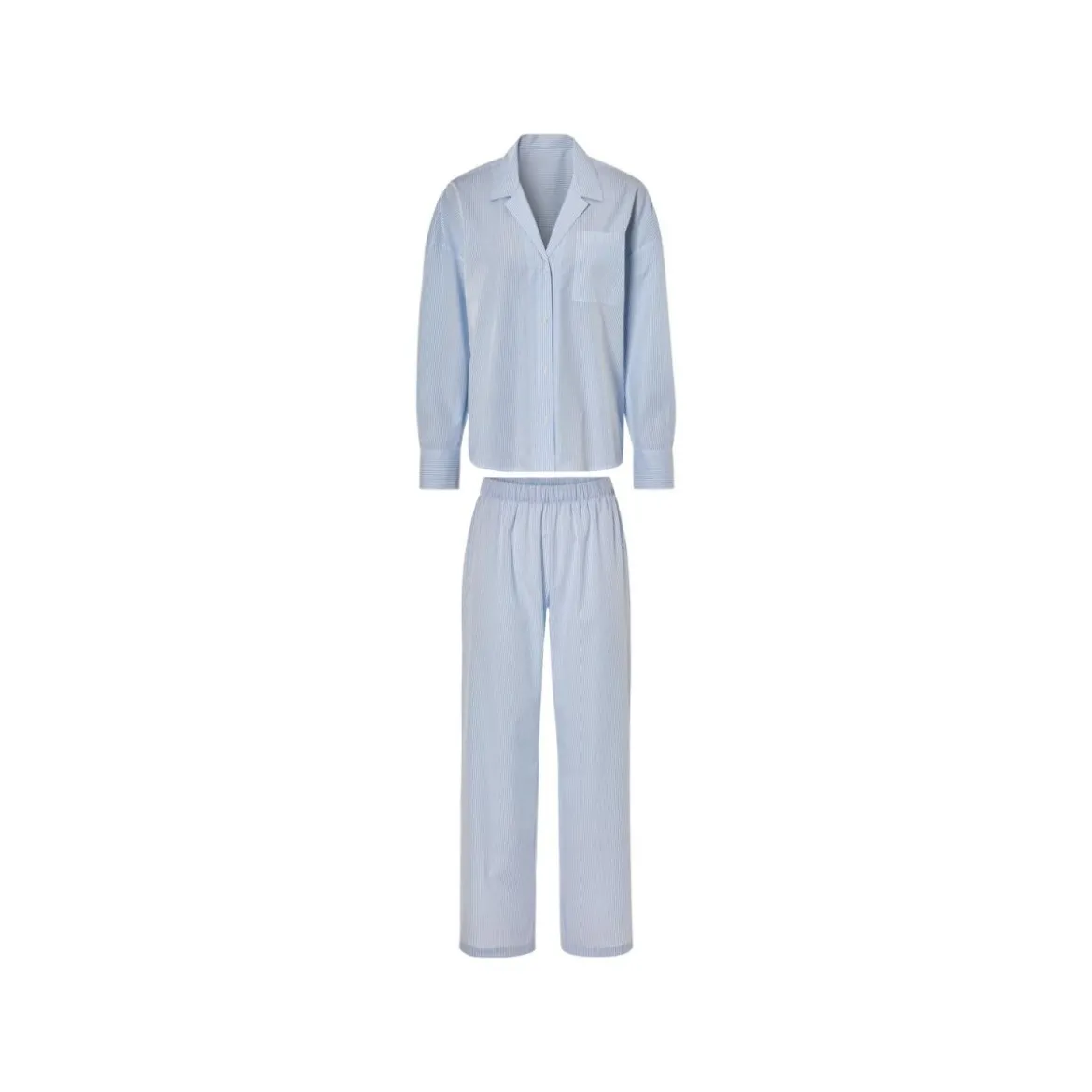 esmara® Damen Pyjama, mit Brusttasche (Blau/Weiß, XS(32/34)) - B-Ware neuwertig
