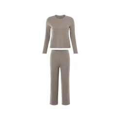 esmara® Damen Pyjama, mit Waffelstruktur (Beige, XS (32/34)) - B-Ware neuwertig